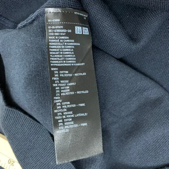 Uniqlo Milano Ribbed Shirt Collar Cardigan Men's Medium NWT Navy